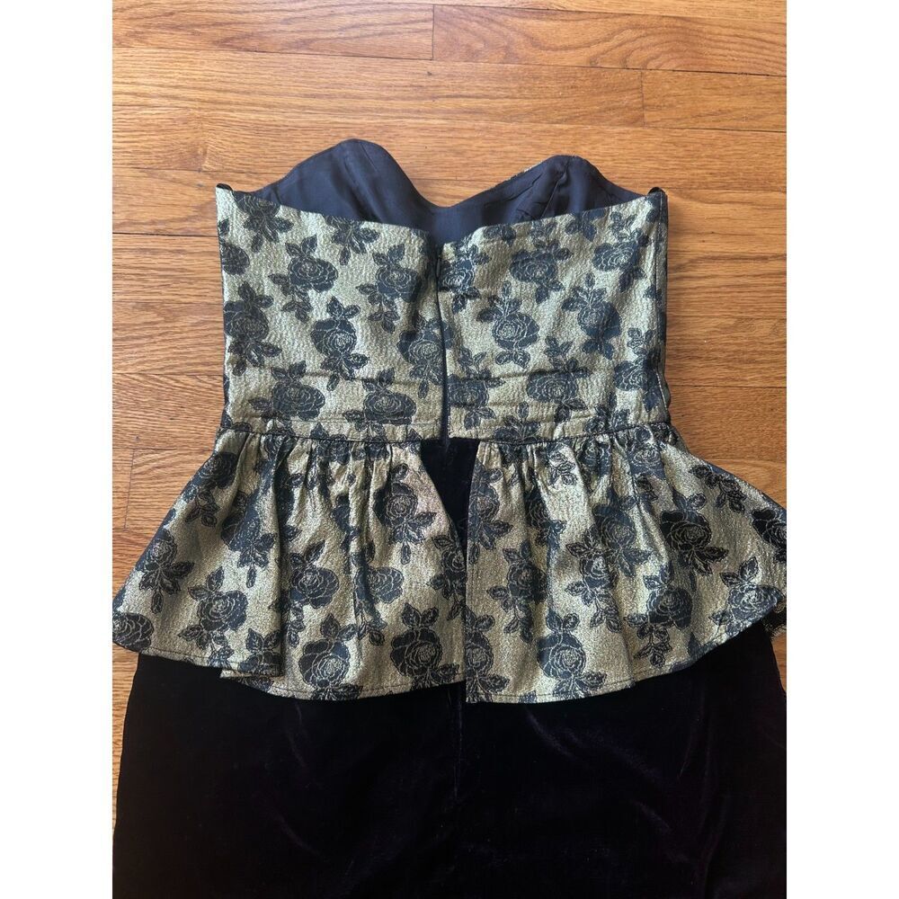 Vintage 80s SWEETHEART PROM STRAPLESS Boned Mini Gold PARTY COCKTAIL DRESS Sz 5 - Picture 5 of 8